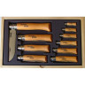 Набор OPINEL в деревянной коробке с крышкой из 10 ножей разных размеров из углеродистой стали 183104